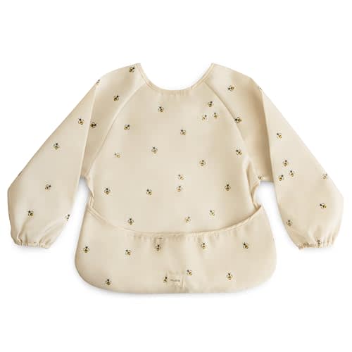 mushie Long Sleeve Baby Bib | Water Resistant Adjustable Fit for Ages 6-24 Months