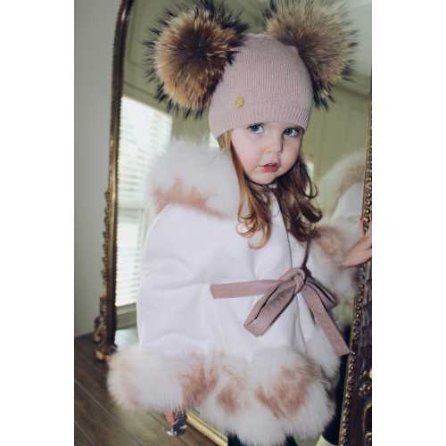 Sasha Double Pom Angora Beanie Hat