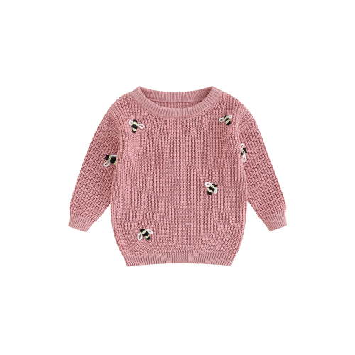 Wassery Baby Girls Boys Autumn Sweater Long Sleeve Crew Neck Bee Jacquard Knitted Sweater Newborn Warm Knit Pullover Sweater Infant Winter Clothes 0-24M