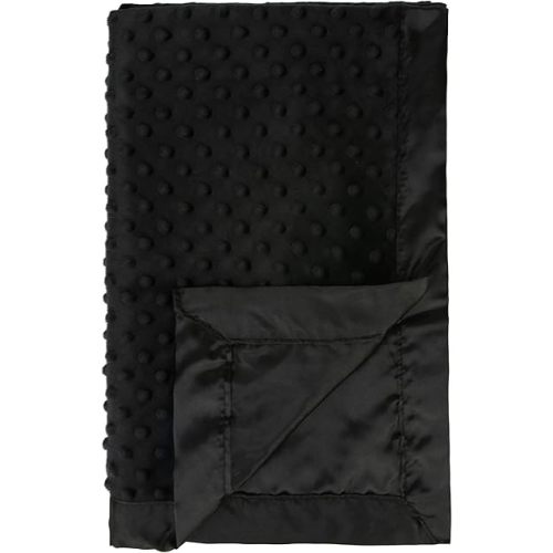 Pro Goleem Baby Soft Minky Dot Blanket with Satin Backing Baby Gifts for Boys and Girls (Black, 30’’ x 40’’)