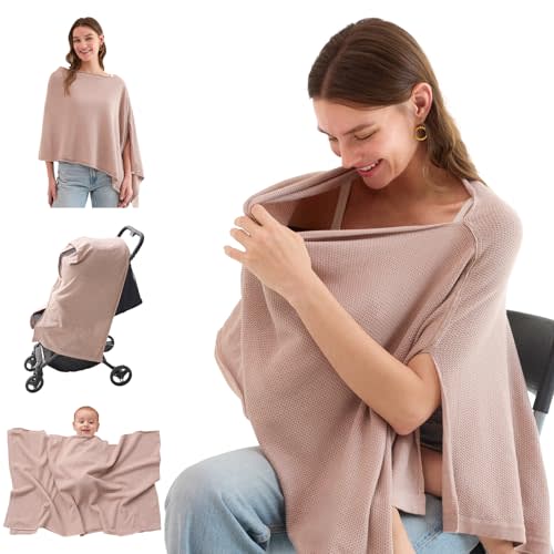 Momcozy Nursing Cover for Breastfeeding, Breathable Soft Privacy Poncho, Multi-Use Nursing Shawl, Portable Breast Feeding Covers for Women, Includes Laundry Bag