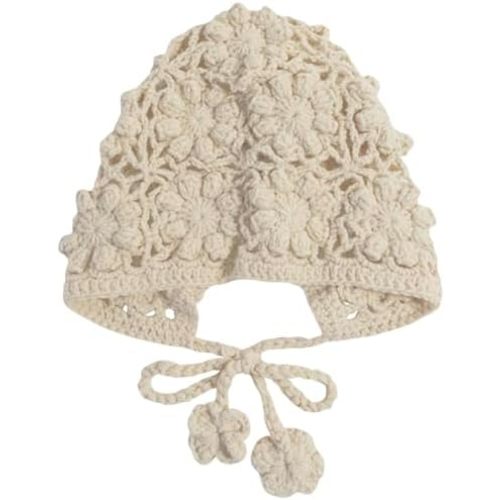 Gorro de punto para niña pequeña, hecho a mano, con orejeras, con correa