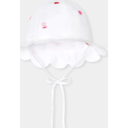 Baby Girl Hat In Poplin White/Pink - Jacadi Paris | Maisonette