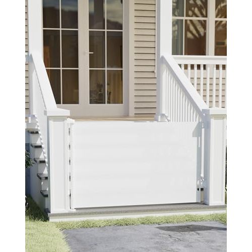 Cumbor Baby Gate Retractable Gates for Stairs, Mesh Dog Gate for The House, Wide Pet Gate 33" Tall, Extends to 55" Wide, Long Child Safety Gates for Doorways, Hallways, Cat Gate Indoor/Outdoor(White)