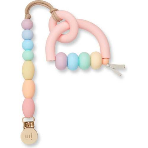 Rainbow Sherbet Arch Ring Teether + Clip Set - January Moon Teethers & Rattles | Maisonette