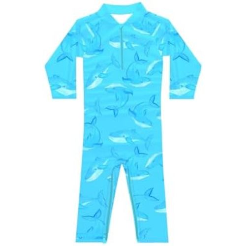 weVSwe Baby Toddler UPF 50+ Sun Protection Rash Guard Long Sleeve Swimsuit with Crotch Zipper