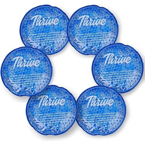 Thrive Hot & Cold Gel Ice Packs (6-Count) - FSA HSA Approved - Reusable Compress for Injuries, Tired Eyes, Sinus Relief - Round with Cloth Backing