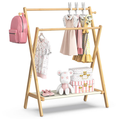 Rebrilliant Mito 31.1''W Foldable Kids Clothes Rack with Double Rods & Storage Shelf & Reviews | Wayfair