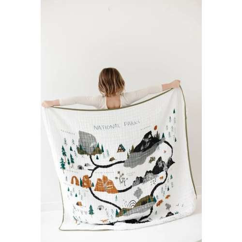 National Parks Cotton Muslin Throw for Kids - Baby and Toddler Blanket Quilt Swaddle - Baby Shower Gift for Girl or Boy - Boho Nursery Decor