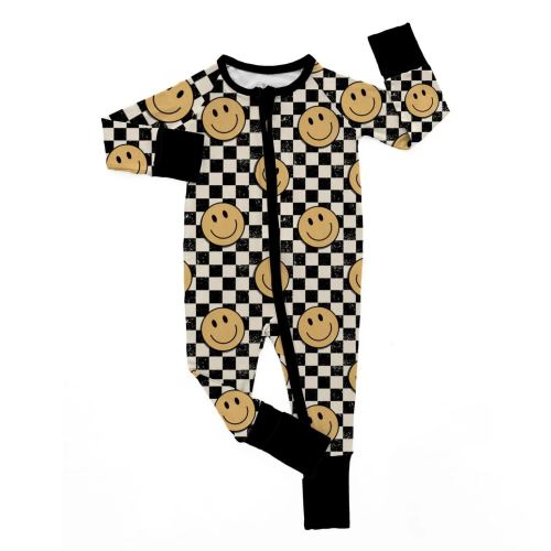 Happy Face Checkers Sleeper Jumpsuit