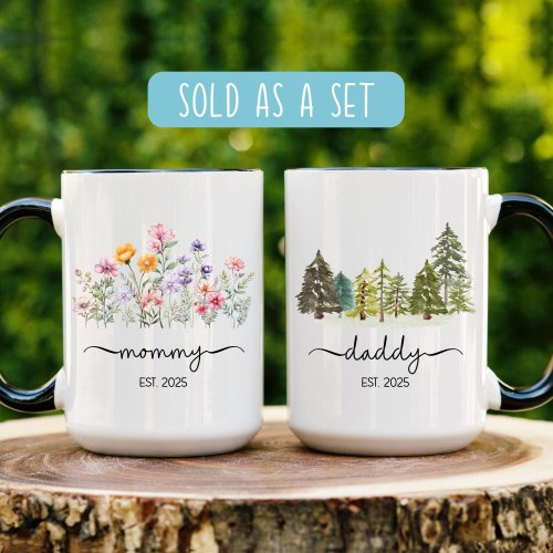 Mom And Dad Mugs Est 2025 First Time Mom Dad Mom and Dad Mugs Gift For New Parents Mugs Pregnancy Announcement Promoted To Mom And Dad To Be
