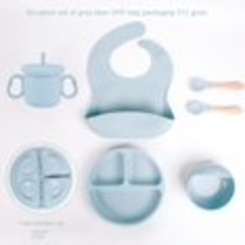 Food-Grade Silicone Anti-Slip Suction Plate Set with Bowl, Fork, Spoon, Bib, and Cup (Perfect for Babies)