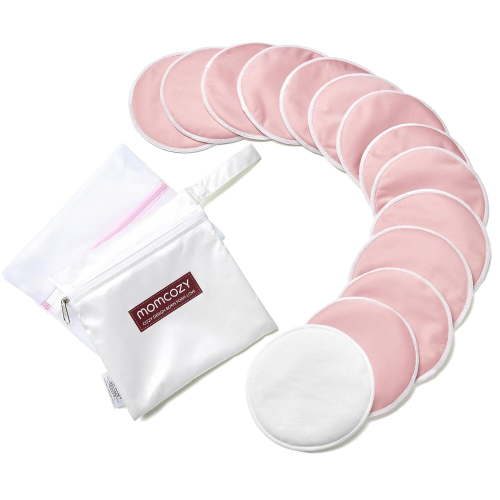 Momcozy Reusable Nursing Pads, 3-Layer Washable Breast Pads 14 Count,Ultra-Thin,Leak-poof,Absorbent