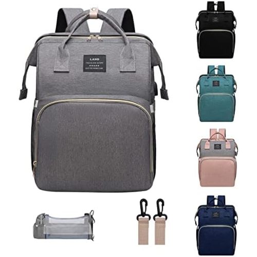Diaper Bag Backpack, Diaper Bag with Changing Station Diaper Bag, Large Capacity, 900d Excellent Oxford(Grey)