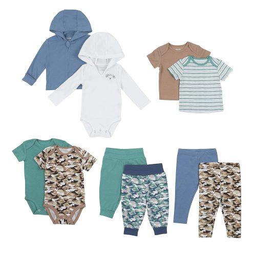 Hanes unisex-baby Clothes, Flexy Warm Weather Wardrobe, Girls & Boys 10-piece Set