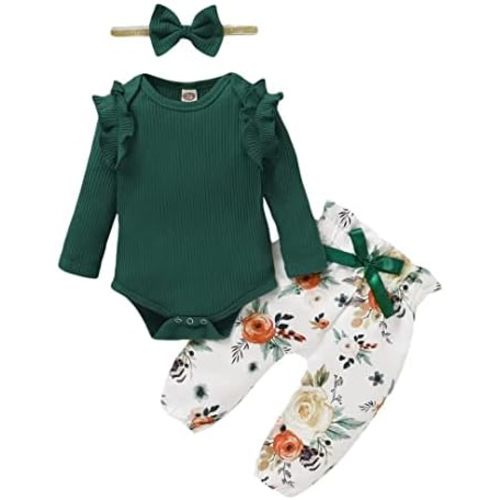 Baby girl clothes, Newborn Baby Girl Clothes, Soft Long Sleeve Onesies Girl Collocation Pants and Headband