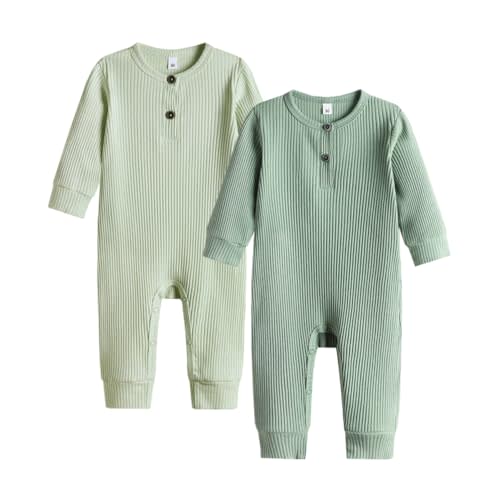 Bafeicao Baby Boy Girl 2/3 Pack Solid Romper Ribbed Short/Long Sleeve Bodysuit Jumpsuit Infant Knitted Outfits Clothes