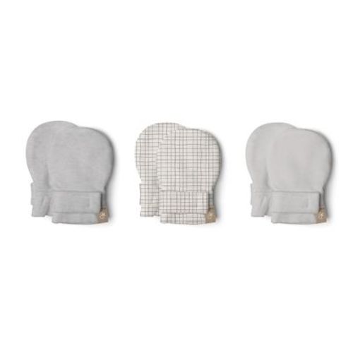 Goumi Stay On 3-pack Mitts - Storm Gray + Gridlock + Desert Mist 0-3m
