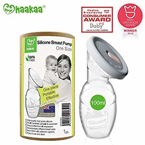 Haakaa Manual Breast Pump Breastfeeding Pump 4oz/100ml+Lid Food Grade Silicone BPA PVC and Phthalate Free