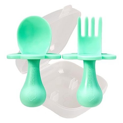 Grabease Baby and Toddler Self-Feeding Utensils, Color: Green, Size: 3 pcs
