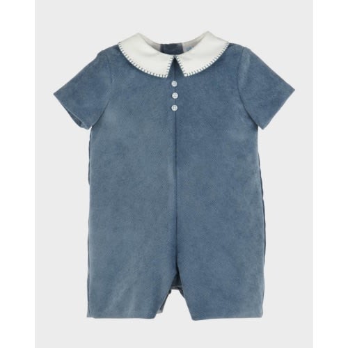 Boy's Ribbed Collared Playsuit, Size 6M-24M