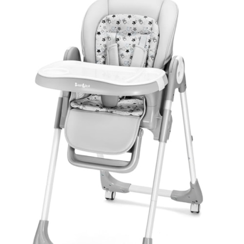 Foldable High Chair with Soft Cushion, High Chairs for Babies and Toddlers, Height Adjustable Feeding Chair, Adjustable Backrest and Footrest, Lockable Wheels, Star Gray