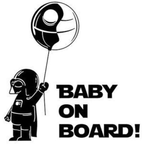 Darth Vader Baby on Board Star Wars Sticker Decal for Laptop Car Windows Room (5.5" inches, Black)