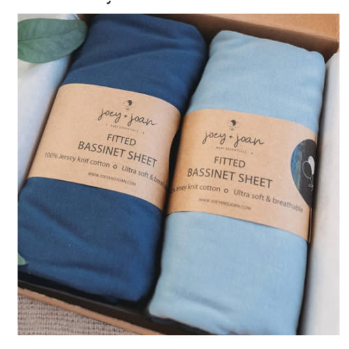 Bassinet Fitted Sheets for Delta Children and Simmons Kids Bassinet - Fits 16 x 32 Inch Oval Bassinet Mattress Pad – Snuggly Soft 100% Jersey Cotton – Dusty Blue + Navy – 2 Pack