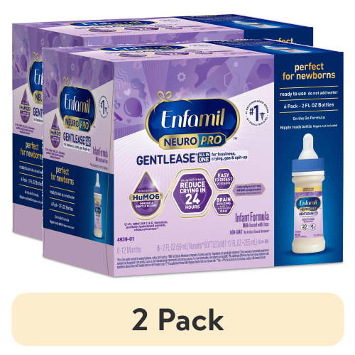 (2 pack) Enfamil NeuroPro Gentlease Liquid Baby Formula, For Premium Digestive Support, 2 Fl oz Bottle, 6 Count