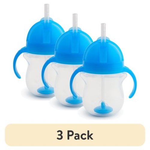 (3 pack) Munchkin® Any Angle™ Weighted Flexi-Straw Trainer Sippy Cup with Click Lock™ Lid, 7 oz, Blue, Unisex