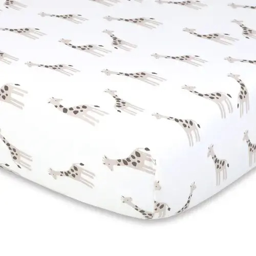 Bilbi Fitted Sheet Cot Giraffe Natural | Baby Bunting AU