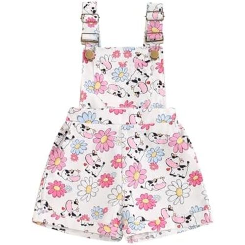 Toddler Baby Girl Overalls Loose Fit Boots Print Western Cowgirl Jumpsuit for Summer