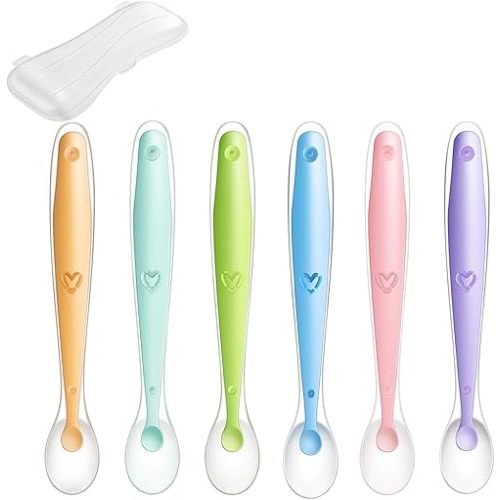 PandaEar Baby Silicone Soft Spoons| Training Feeding for Kids Toddlers Children and Infants| BPA Free 6 Pack| Baby Led Weaning Spoon| Gum-Friendly First Stage