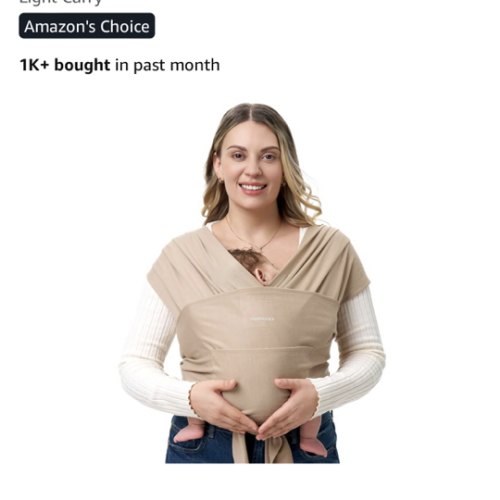 Momcozy Baby Wrap Carrier - Easy to Wear Infant Carrier Slings, Lightweight Hands Free Baby Sling, Adjustable Baby Carriers for Newborn to Toddler 8-35 lbs, Baby Wraps Carrier, Light Curry