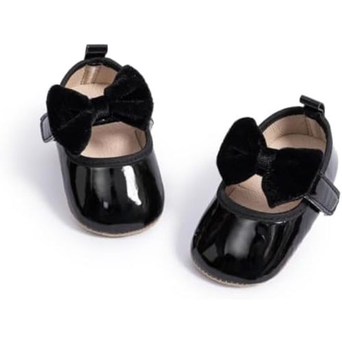 KIDSUN Infant Baby Girls Mary Jane Shoes Non-Slip Rubber Sole Ballet Slippers Princess Dress Wedding Shoes Newborn Crib Shoes First Walkers Shoes