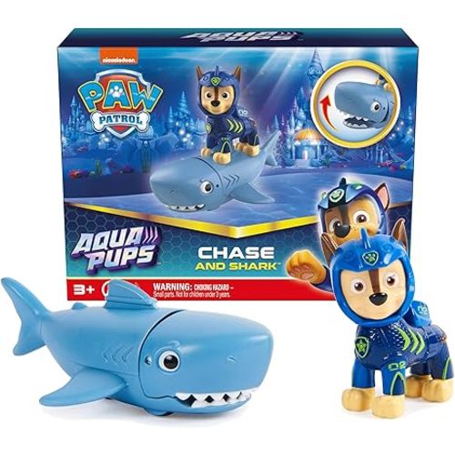 Paw Patrol, Aqua Pups Chase and Shark Action Figures Set, Kids Toys for Ages 3 and up
