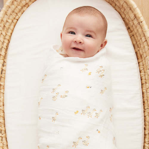 Ducklings & Florals 2 Pack Muslin Swaddles