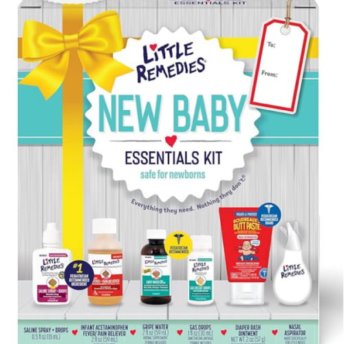 Little Remedies, New Baby Essentials Kit, 6 Newborn Essentials, Saline Nasal Spray, Gas Relief Drops, Gripe Water, Fever Reliever, & Diaper Ointment