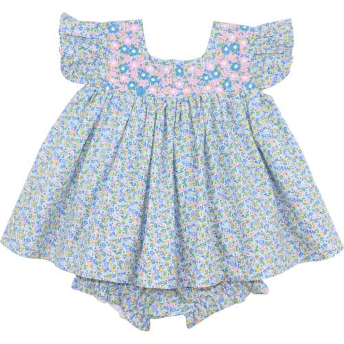 Pink And Blue Floral Embroidered Fiesta Diaper Set – Cecil & Lou