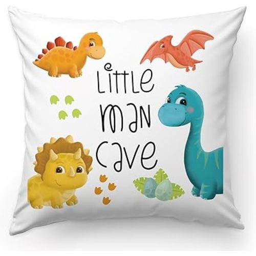 Dinosaur Throw Pillow Covers, Dinosaur Lover Gift,Little man cave in Dinosaur, Christmas Decorative Throw Pillow Cover, Soft Plush Flannel Fluffy Couch Pillow Covers for Sofa Living Room Home Decor