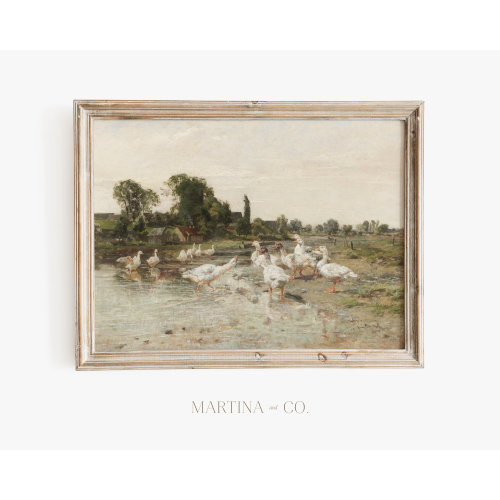 Flock of Geese | Vintage Painting | Digital PRINTABLE Wall Art