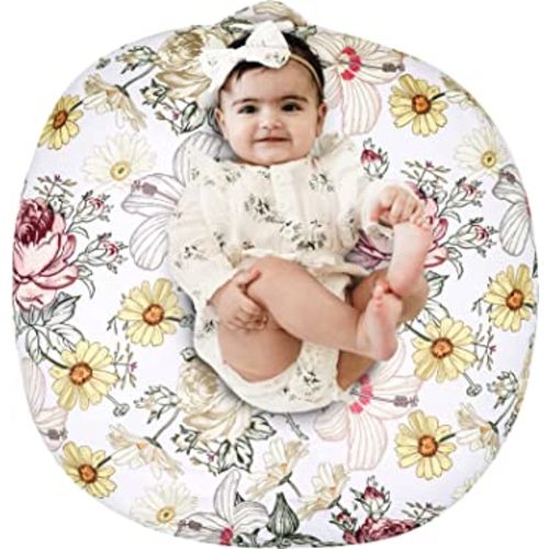 Newborn Lounger Cover for Boys Girls, Removable Cover for Infant Lounger Pillow, Soft Snug Fitted Baby Lounger Slipcover,Floral