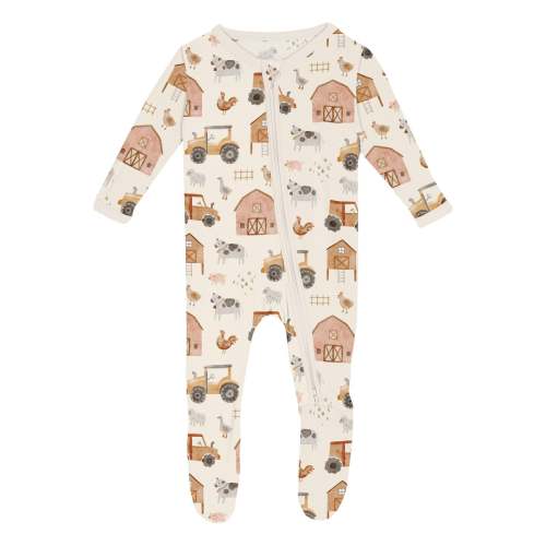 Bamboo 2-Way Zipper Footie | Farm Life (0-3 mo)
