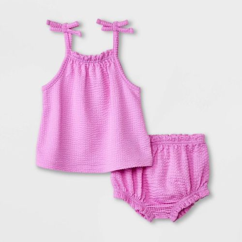 Baby Girls' Top & Bottom Set - Cat & Jack™, Color: Lavender, Size: Newborn