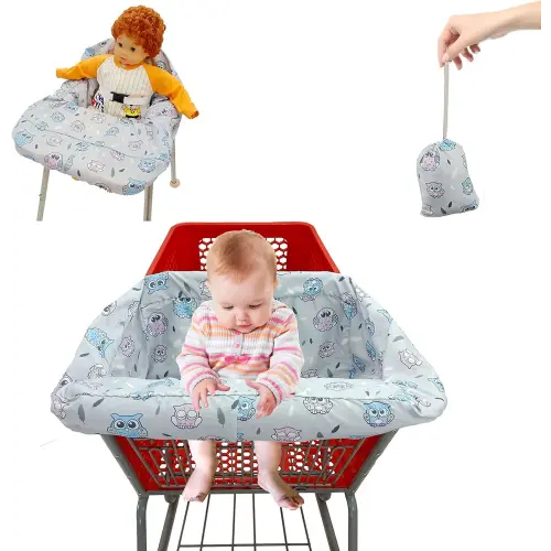 Pozico Shopping Cart Cover for Baby or High Chair Cover,Baby Shopping Cart Cover Machine Washable/Free Portable Cloth Bag-Owl