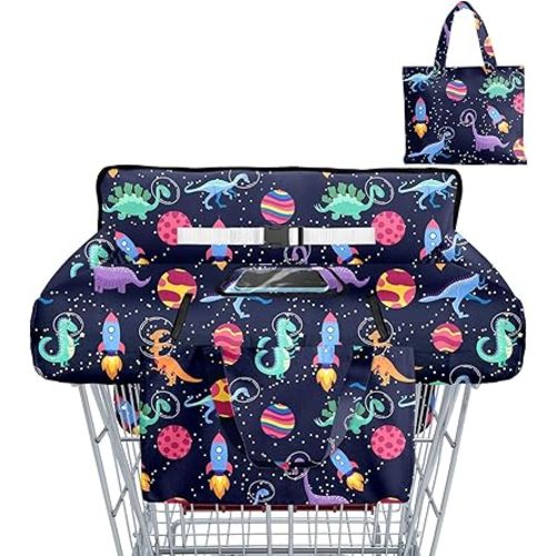 Shopping Cart Cover for Baby Girl Boy 2-in-1 High Chair Water Resistant High Chair Cover w/Phone Pouch Pocket Gender Neutral Cart Cover for Babies Padded Grocery Cart Cover for Baby