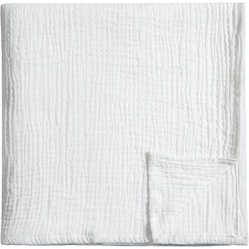 Meracorallo Muslin Swaddle Blanket, 100% Organic Cotton Receiving Blanket Soft and Breathable Swaddle Wrap for Baby Boys and Girls, White