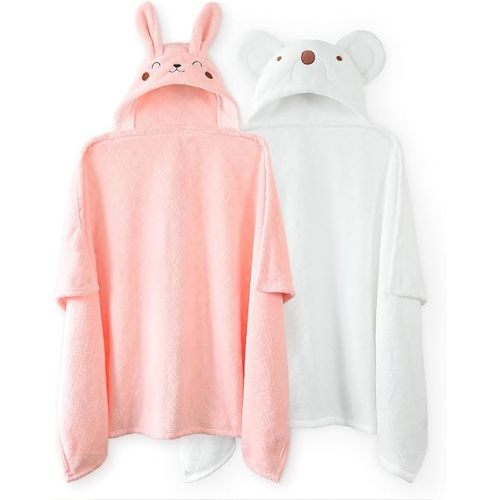 Large Toddler Bath Towels Baby Towels Girl with Hood for Girl 0-5 Years, 2-Pack Soft Absorbent Baby Bath Towels, Thick Kids Bath Towels 50''x32'' Kids Hooded Towels for Toddlers