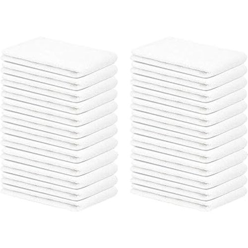 ZUPERIA Terry Towels Pack of 24 (14" X 17" Inches) 100% Cotton Terry Barmop Towels - Absorbent & Durable Bar Rags, Multipurpose Cleaning Rags for Home, Automotive & Garage Cleaning Supplies (White)