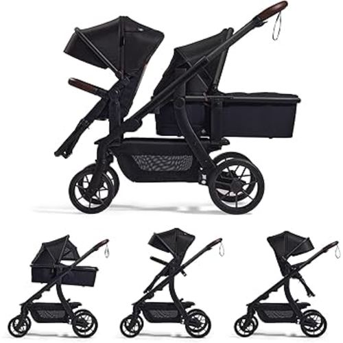 Momcozy ChangeGo Baby Stroller, Convertible Single-to-Double-to-Wagon Stroller with 23 Configurations, Bassinet and Seat Included, Large PU Wheels, All-Wheel Suspension ＆ Extendable UPF50+ Canopy